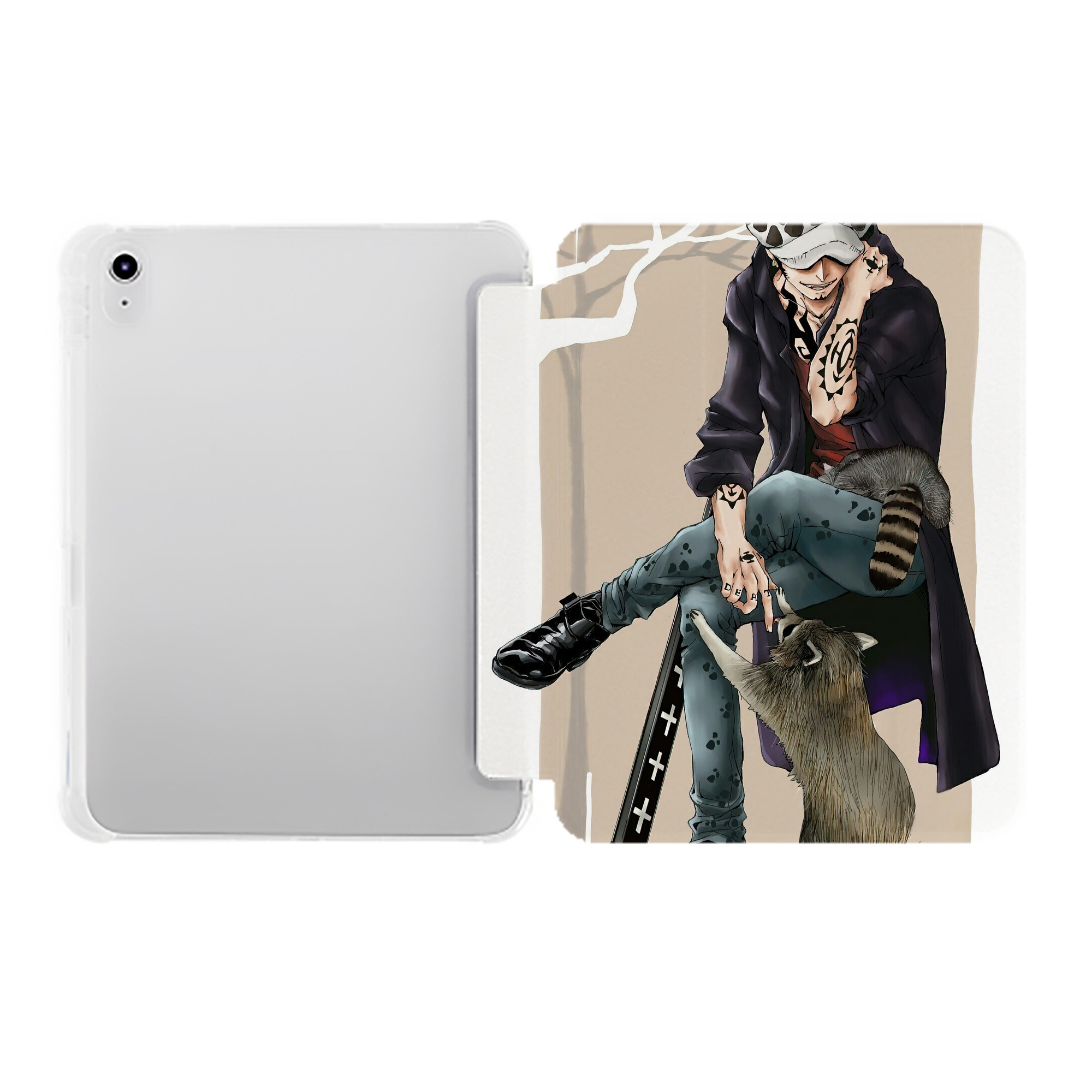 （画像用） ワンピース ONE PIECE IPad ケース ペン収納付き 三つ折りスタンド PUレザー×シリコン 対応機種9.5/10.5/10.9インチ